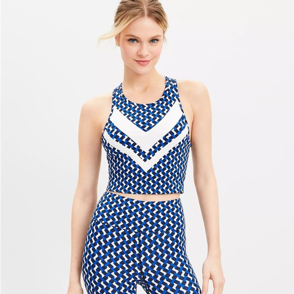 Lou & Grey Chevron Softsculpt Racerback Blue/white/black Bralette XS NWT - Picture 2 of 13